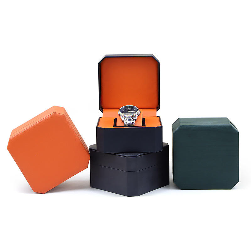 New style Watch Cases Top Grade PU Leather Octagonal 1 case