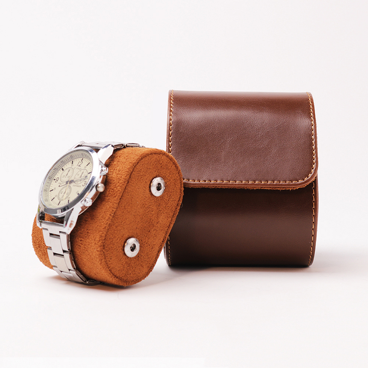 Portable PU Leather Travel Watch Roll Single Watch Box